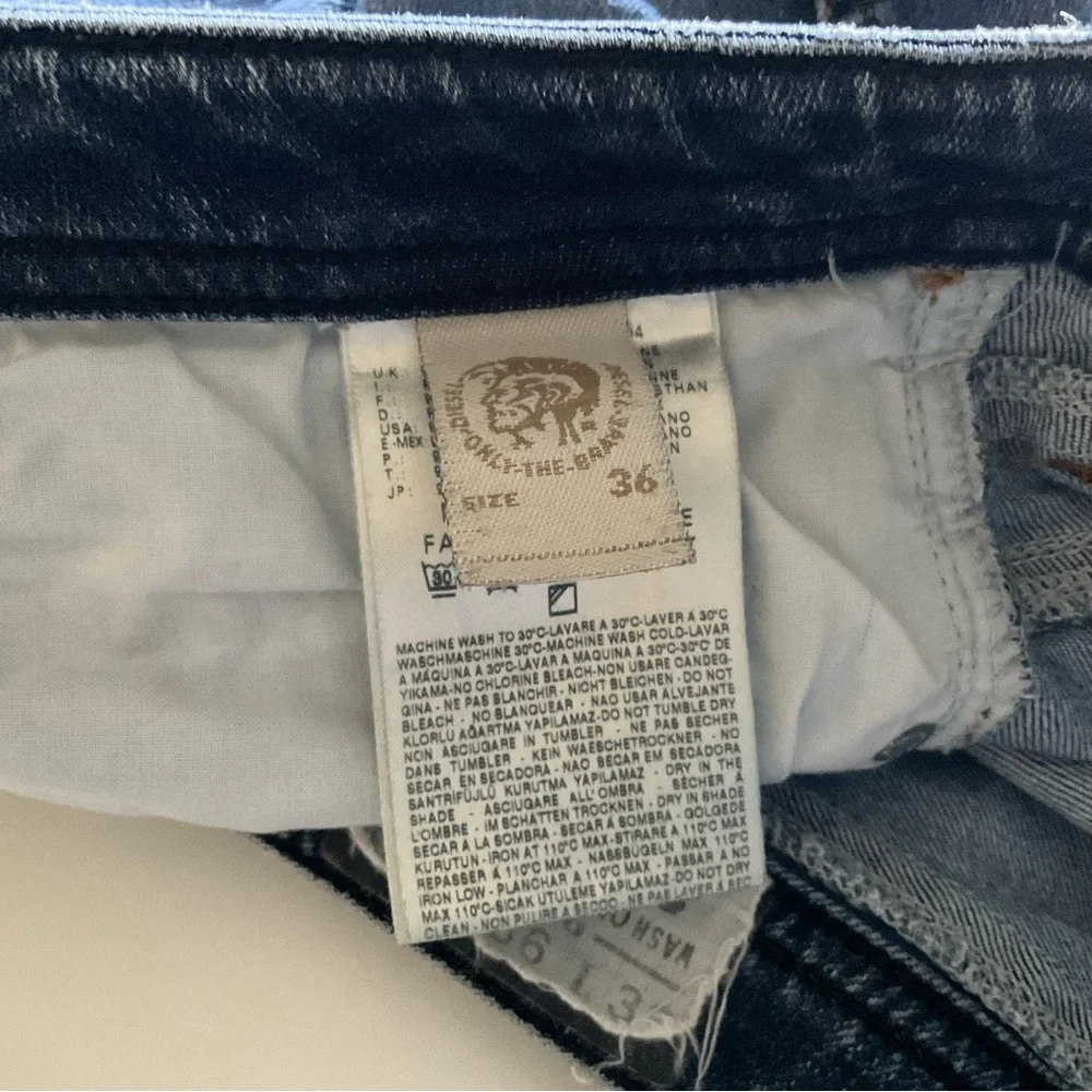 DIESEL Jeans Shioner Slim Skinny ORB80 Stretch Worn Faded Distressed Mens 36 32